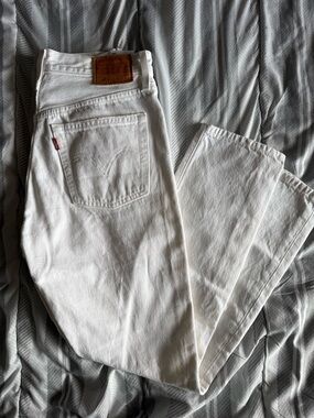White 501 Original Distressed High Rise Levis Jeans